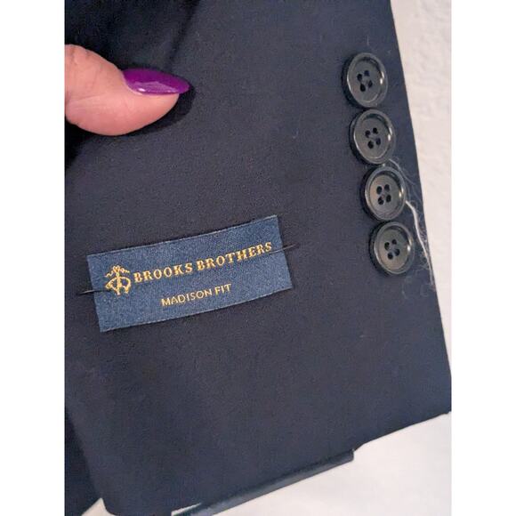 Brooks Brothers Explorer Madison Fit Navy Wool Mens 2 Button Suit Jacket 48 Reg - Picture 8 of 14